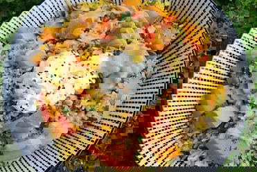 Herbstlicher Kürbisreis mit Erdnusssauce