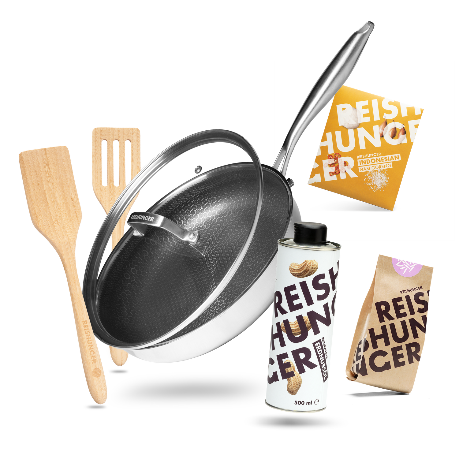 Reishunger Pfannen Set (6-teilig) | Edelstahl Pfanne mit Antihaftbeschichtung | Perfektes Anbraten jedem Herd | Kratzfest & spülmaschinengeeignet