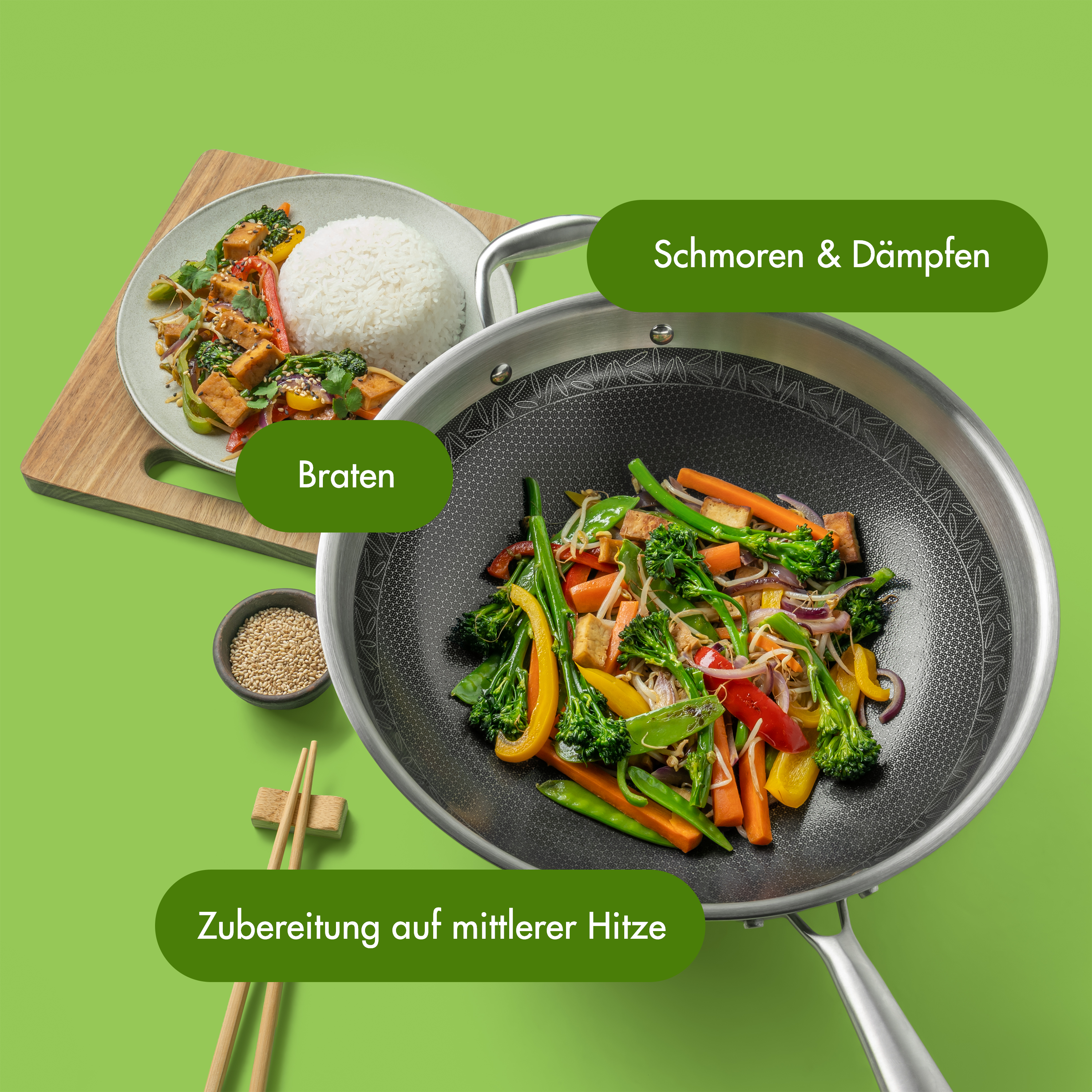 Wok Cover Wok Deksel, 30 cm Natuurlijke Houten Wok Cover, Anti-Brandwonden Pot Deksel, Vervanging Ronde Pot Cover met Handvat voor Keuken Camping Picknick