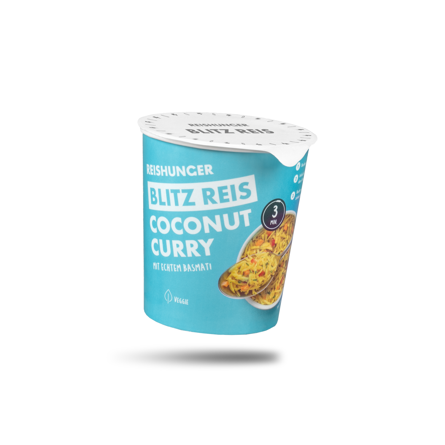 Blitz Reis Coconut Curry (3 x 70 g) | Fertig in 3 Minuten | Curry Basmati Reis | Fruchtig-herb mit leichter Kokosnote