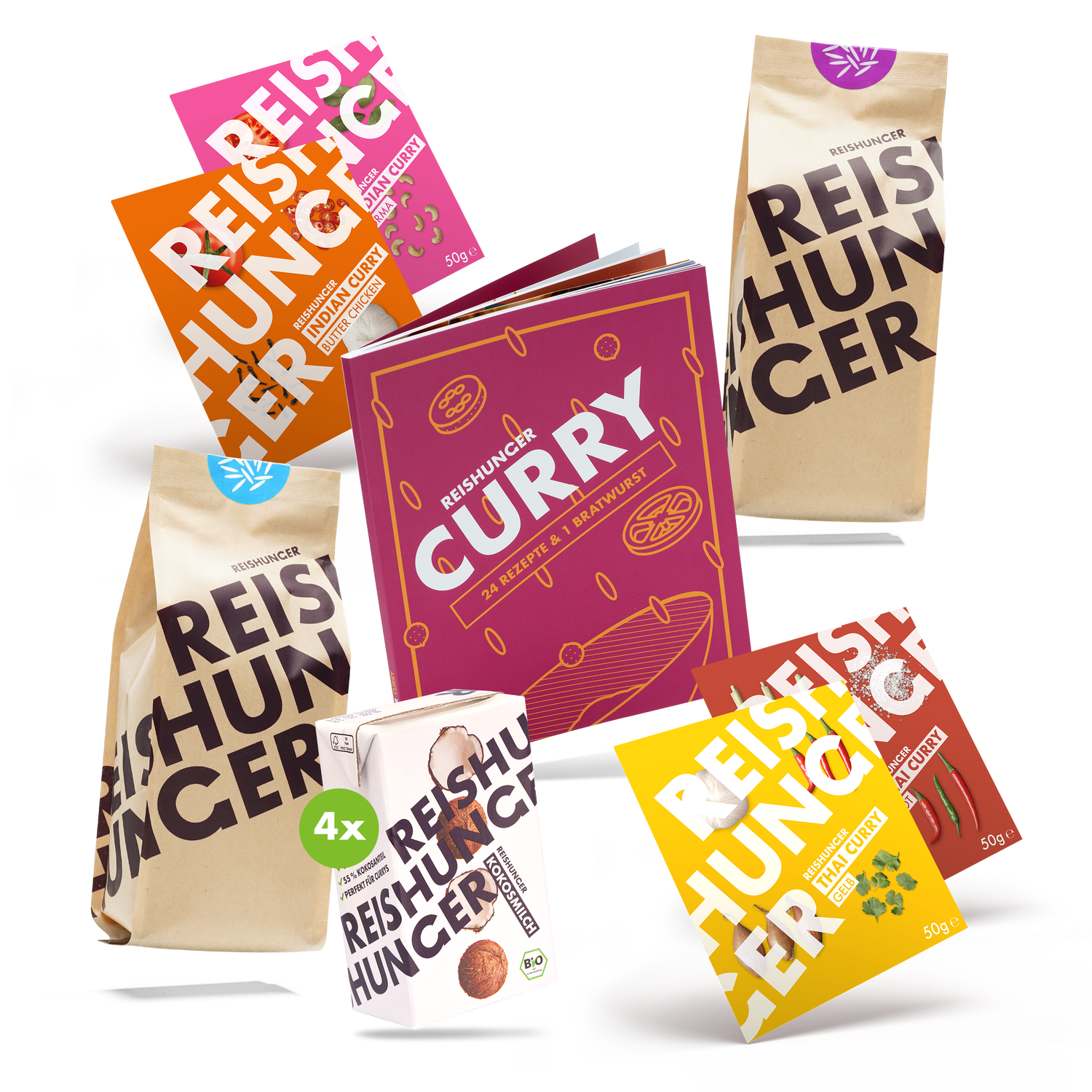 Reishunger Curry Premium Box (12-teilig) | Kochbuch mit 25 Curry Rezepten | Vegetarische & vegane Rezepte