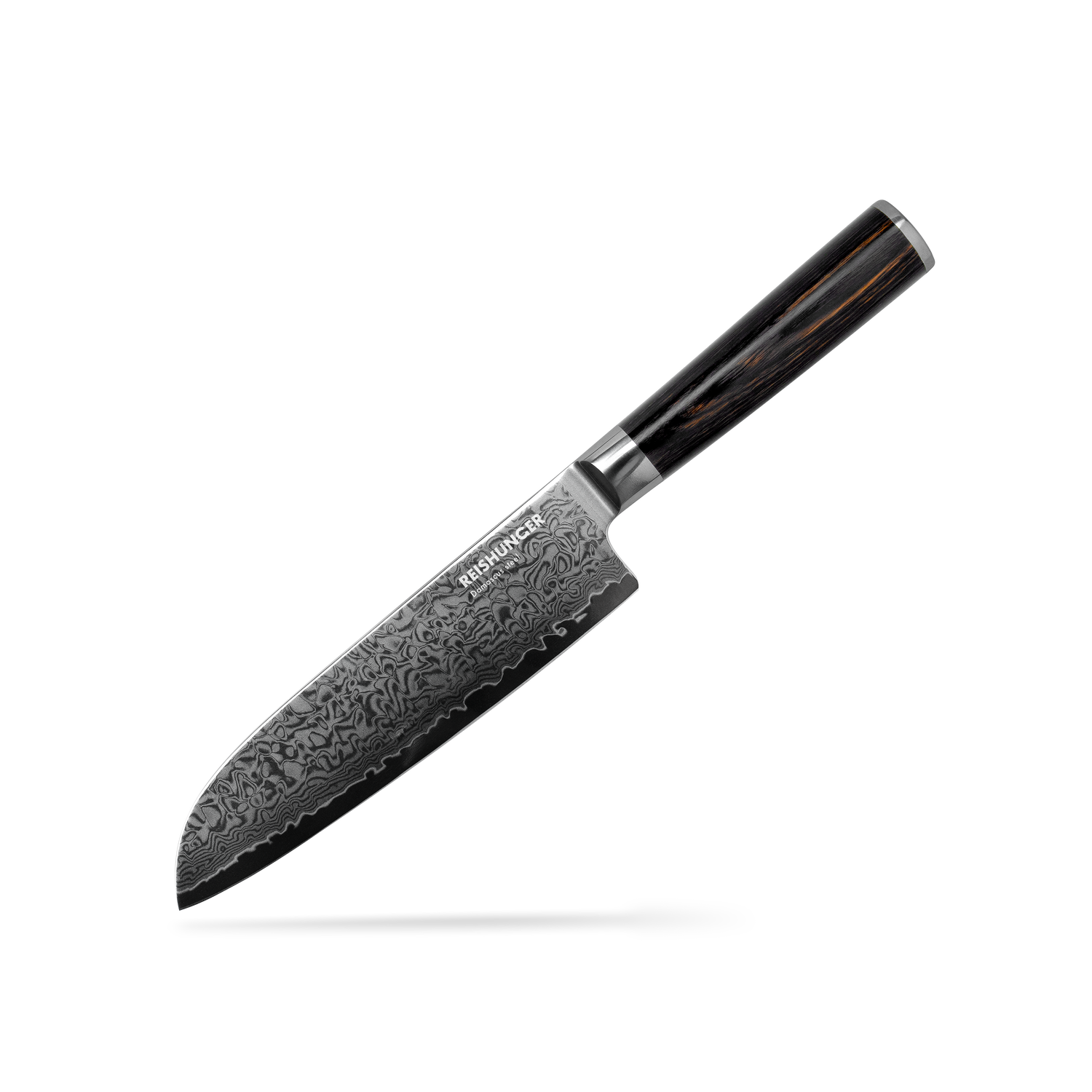 Damast Santoku Messer | Profi Santoku Messer aus hochwertigem Damaststahl | Perfekt zum Schneide, Tranchieren & Hacken | Griff aus Pakkawood