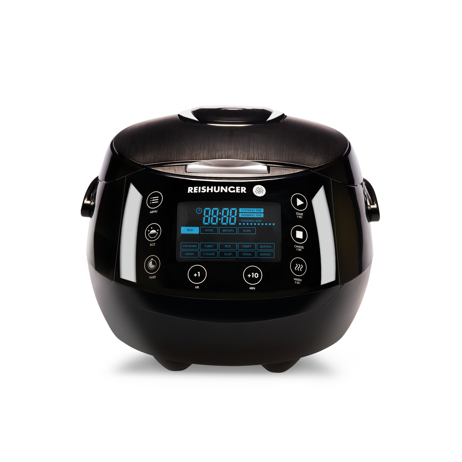 Reishunger Digitaler Reiskocher (1,5 l) | Schwarz | 12 Programme | Reis kochen für 8 Personen