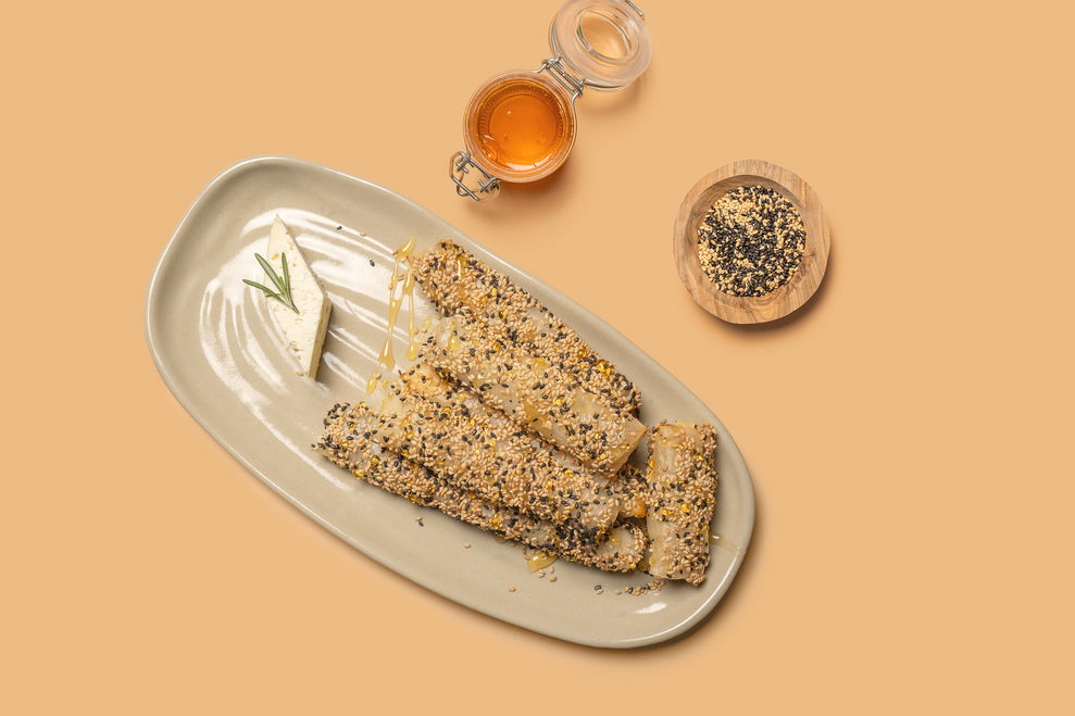 Feta in Reispapier mit Sesam aus dem Airfryer