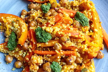 Kunterbunte Riesen Couscous-Gemüse-Pfanne