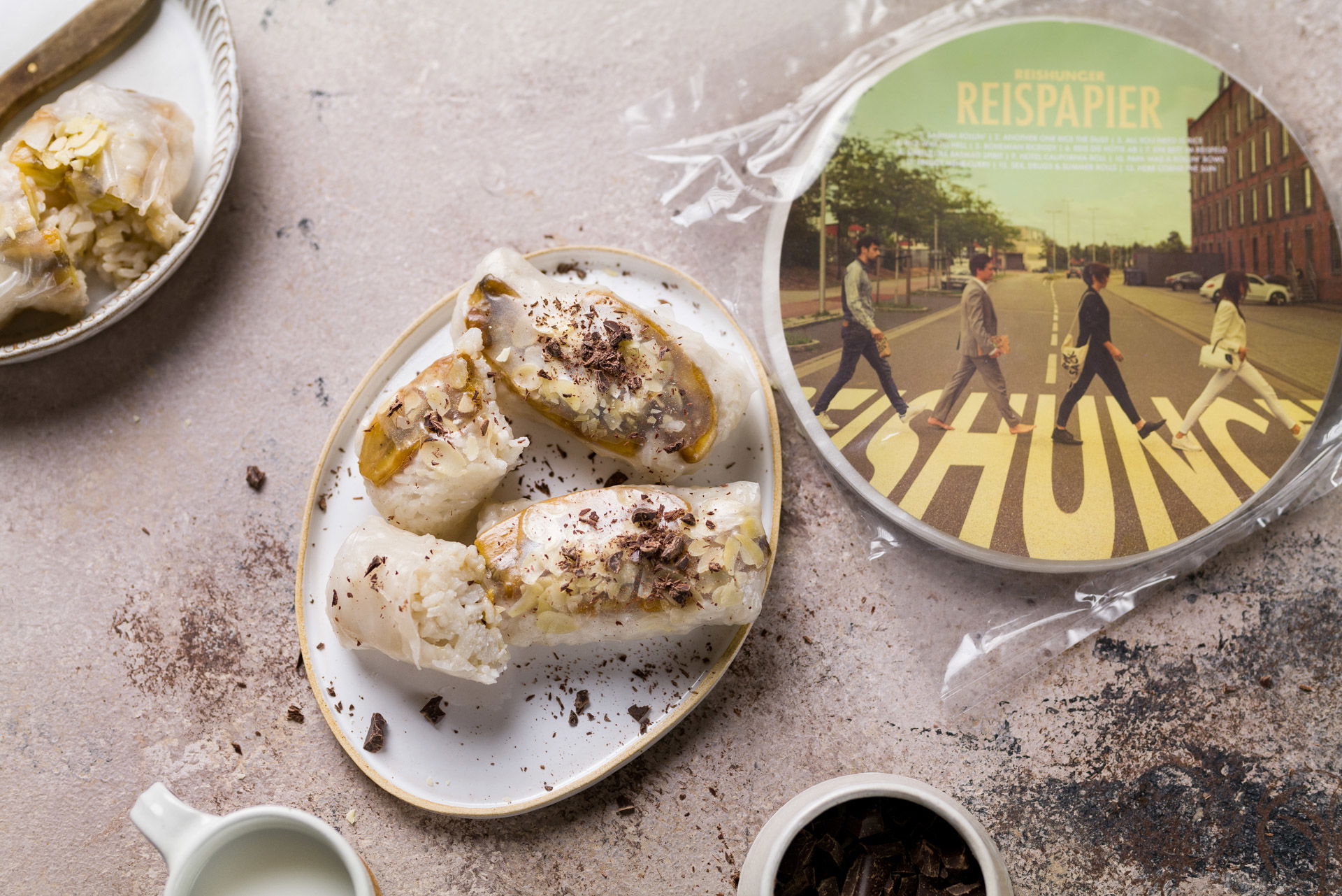 Sommerrollen mit Milchreis und karamellisierte Banane