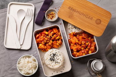 Süßkartoffel-Enchilada mit Reis to go