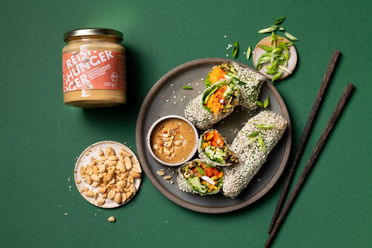 Sommerrollen mit Grillgemüse & Erdnussmus-Dip