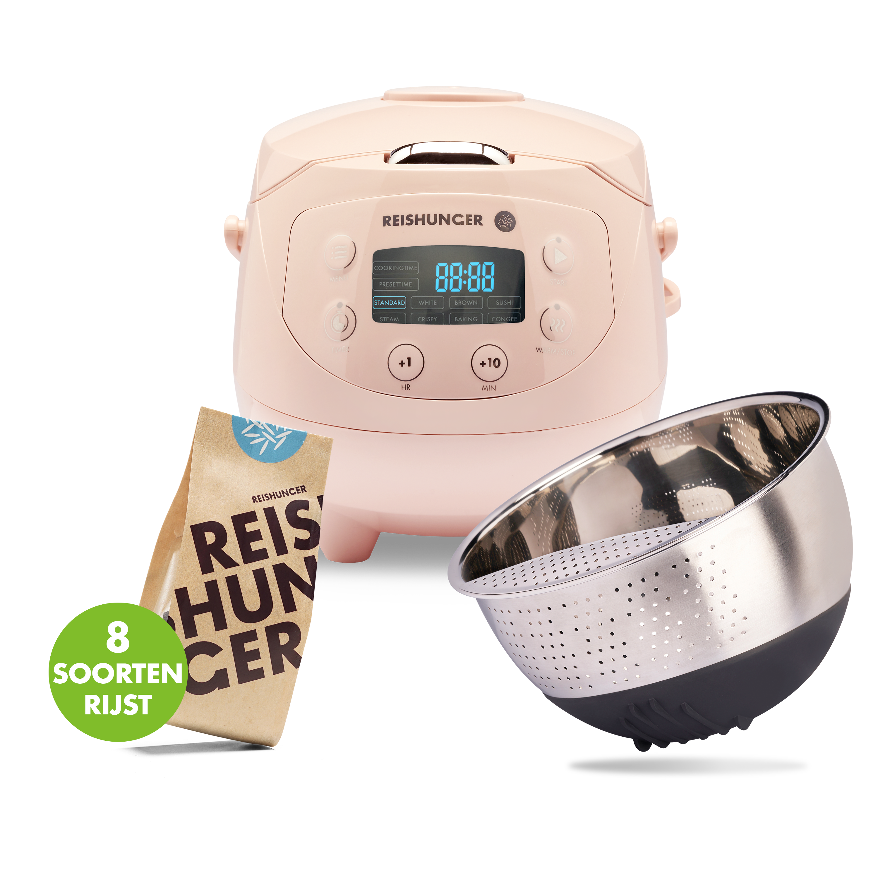 Reishunger Digitale Mini Rijstkoker In Roze - Multicooker Met 8 Programmas Stoominzet Premium Binnenpan Timer En Warmhoudfunctie Rijst Voor