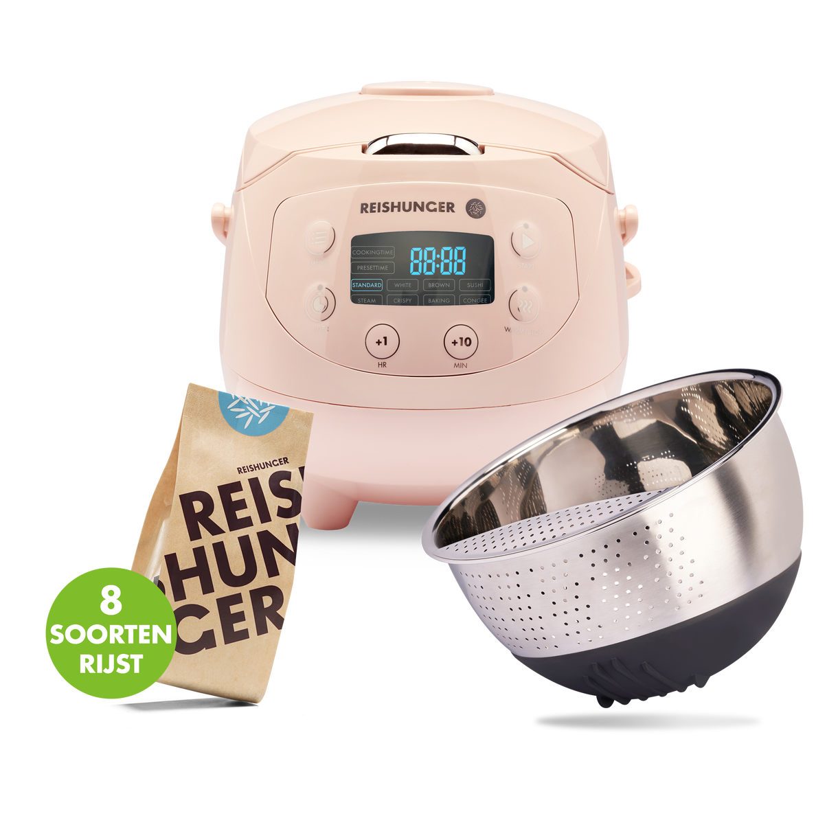 Reishunger Digitale Mini Rijstkoker In Roze - Multicooker Met 8 Programmas Stoominzet Premium Binnenpan Timer En Warmhoudfunctie Rijst Voor Reishunger Digitale Mini Rijstkoker In Roze - Multicooker Met 8 Programmas Stoominzet Premium Binnenpan Timer En Warmhoudfunctie Rijst Voor