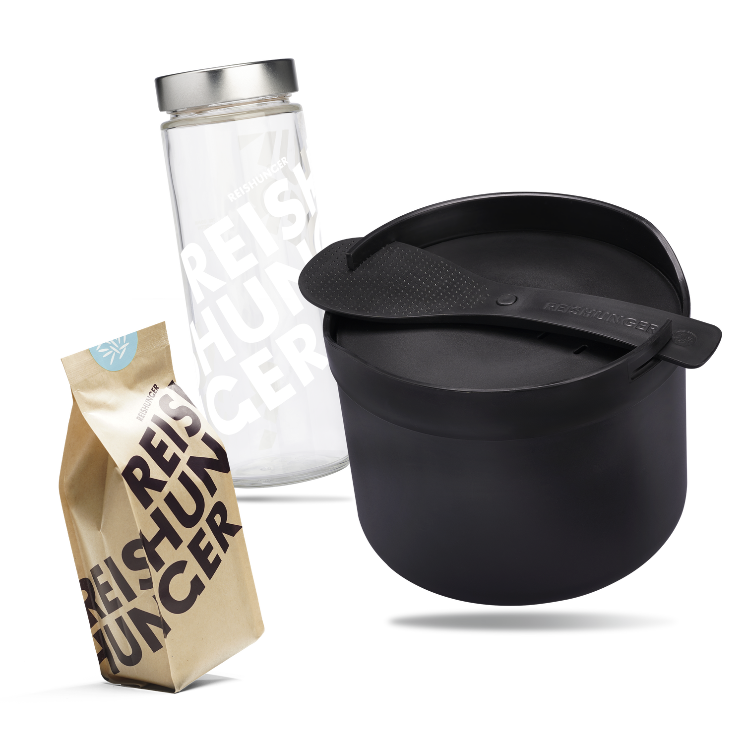 Reishunger Mikrowellen Reiskocher Set (1,7 l) | Schwarz | Reis in der Mikrowelle zubereiten | Perfekter Reis in 12 Minuten