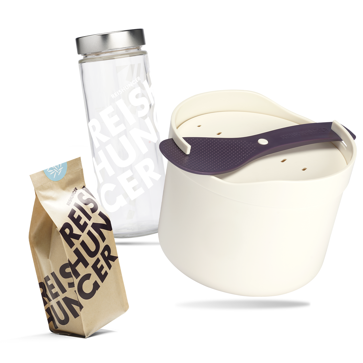 Reishunger Mikrowellen Reiskocher Set (1,7 l) | Weiß | Reis in der Mikrowelle zubereiten | Perfekter Reis in 12 Minuten