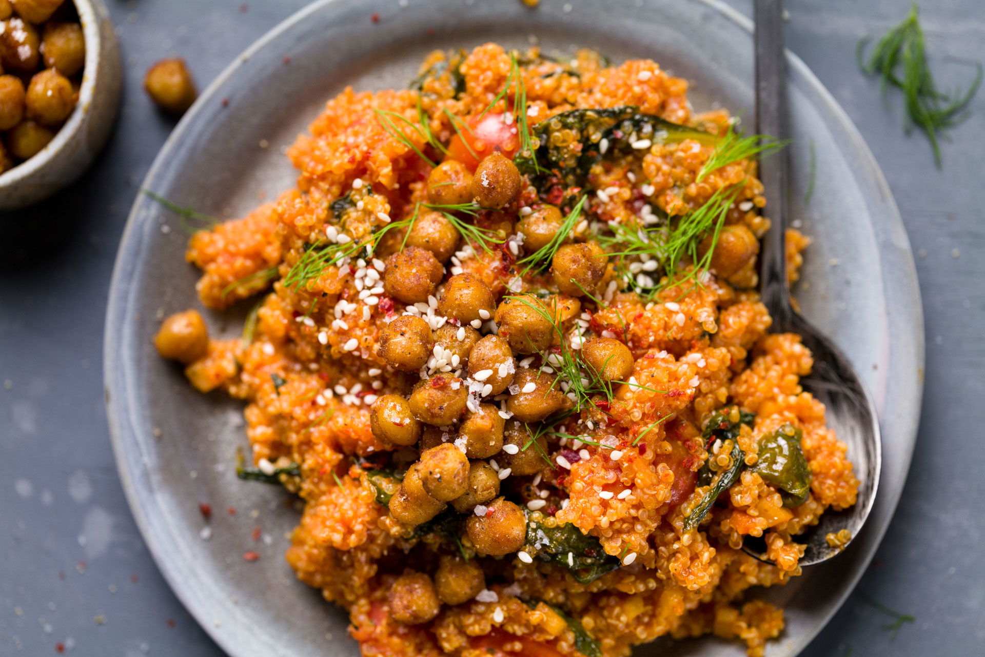 One Pot marokkanischer Spinat-Quinoa mit Kichererbsen One Pot marokkanischer Spinat-Quinoa mit Kichererbsen