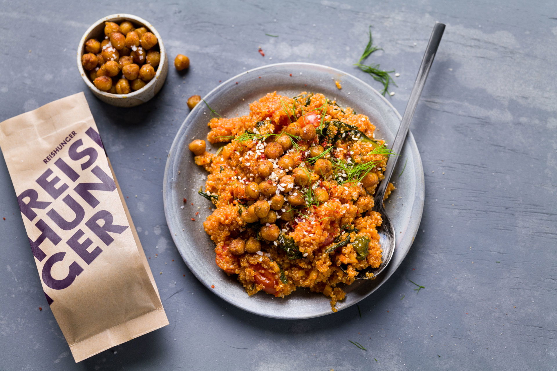 One Pot marokkanischer Spinat-Quinoa mit Kichererbsen