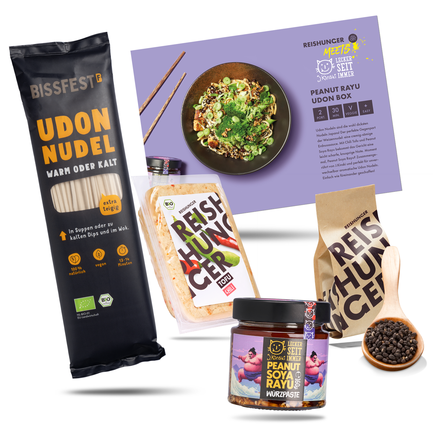 Peanut Rayu Udon Box | Udon Nudeln in Erdnussauce selber machen | Zutaten für 2 Personen | Vegan