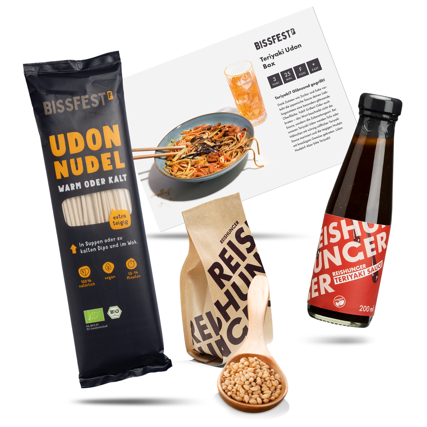 Teriyaki Udon Box | Udon Teriyaki Bratnudeln selber machen | Zutaten für 3 Personen | Vegan