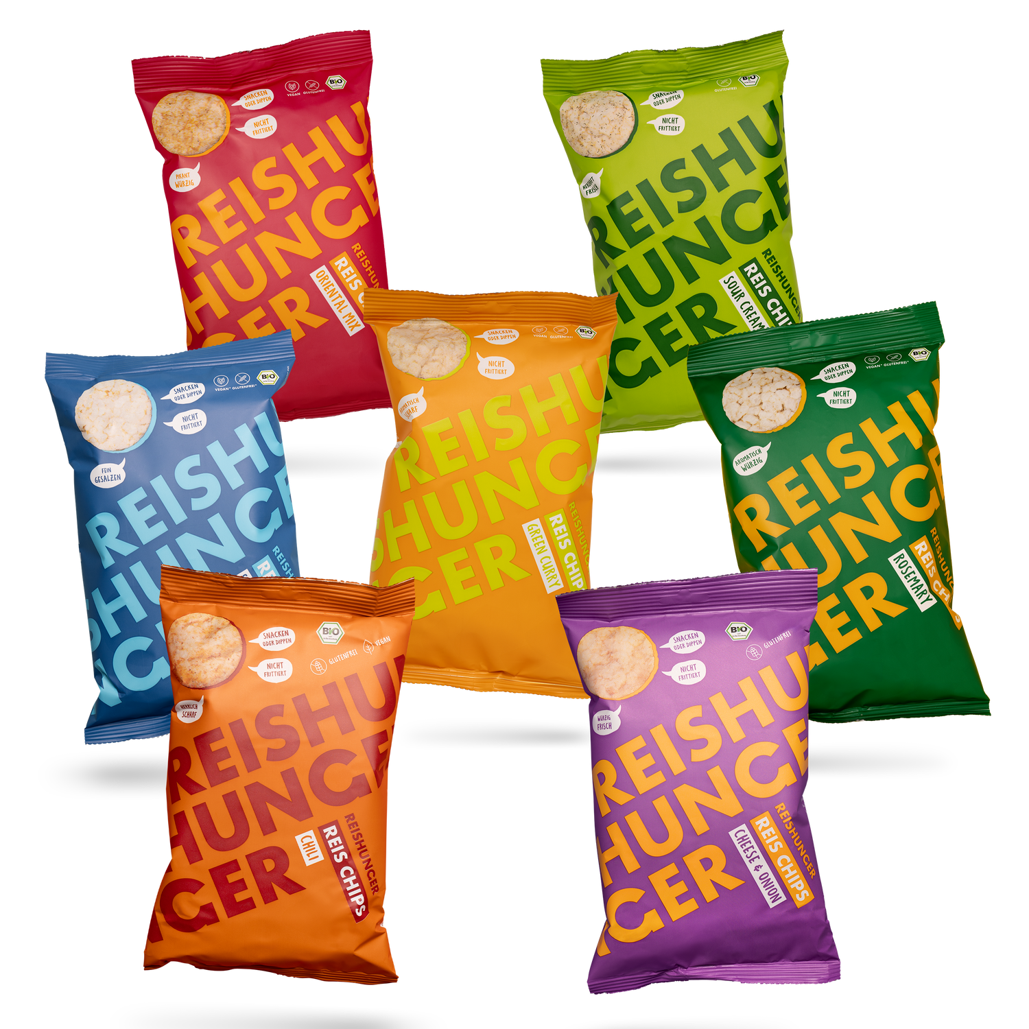 Bio Reis Chips (6er Set) | Kartoffelchips-Alternative aus Bio-Vollkorn Reis | Vegan & Glutenfrei