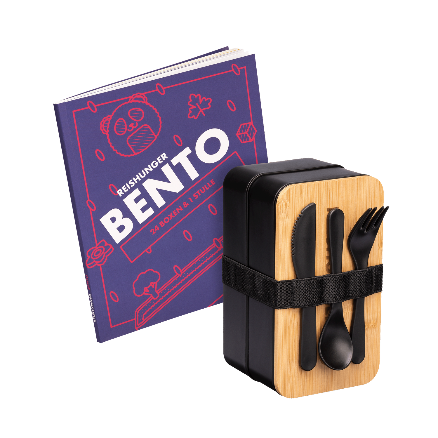 Reishunger Bento Box Black Starter Set | japanische Lunchbox & Kochbuch