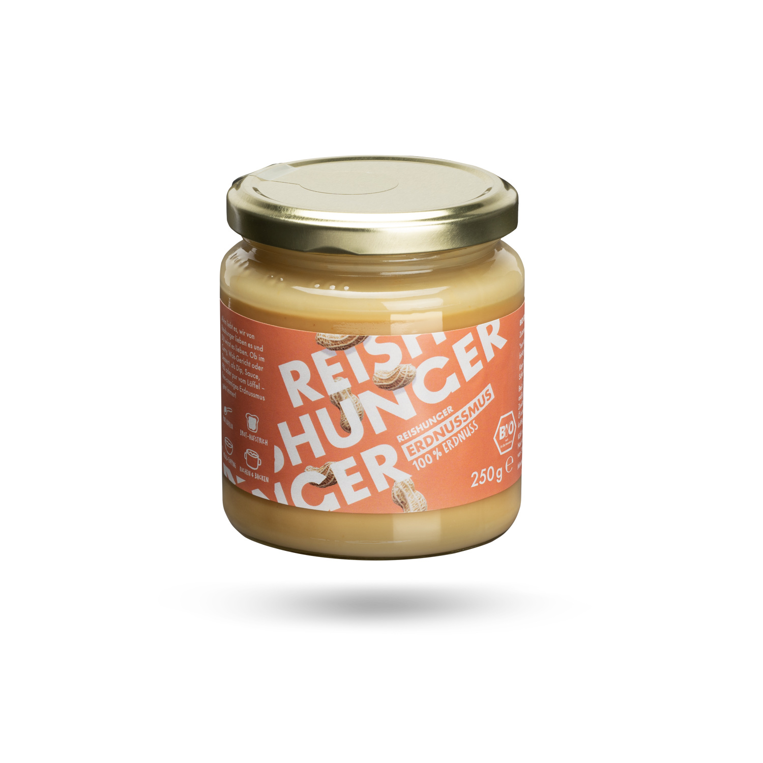 Bio-Erdnussmus (250g) | Fein cremig | Aus 100% gerösteten Erdnüsse