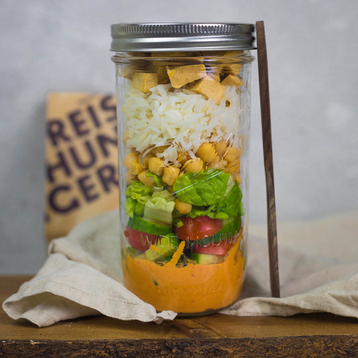 Reis Salat to go mit Sadri Reis und Kichererbsen