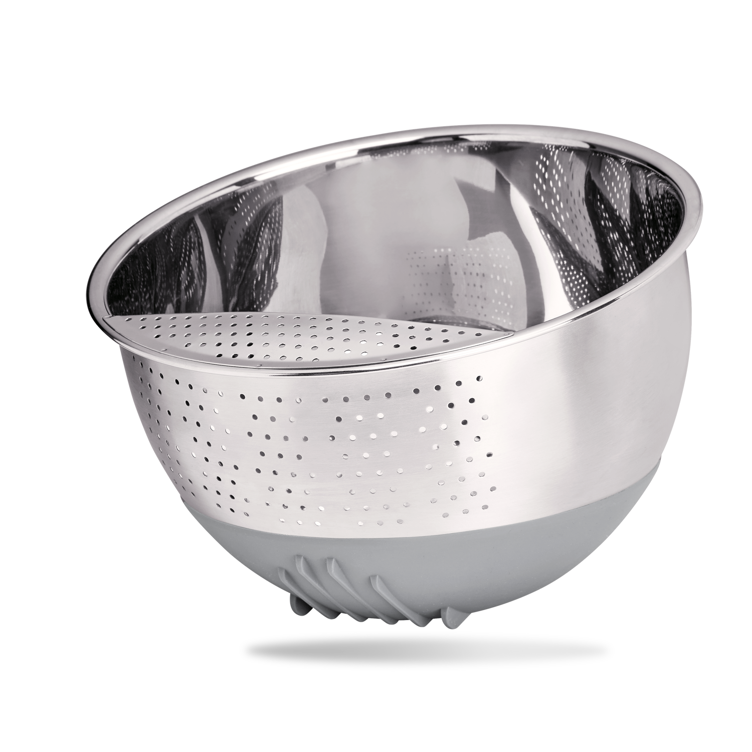 Reis Waschschüssel Edelstahl (22cm) | Grau | Kleinmaschiger Siebausguss & Kippfunktion | Rutschfester Silikonfuß