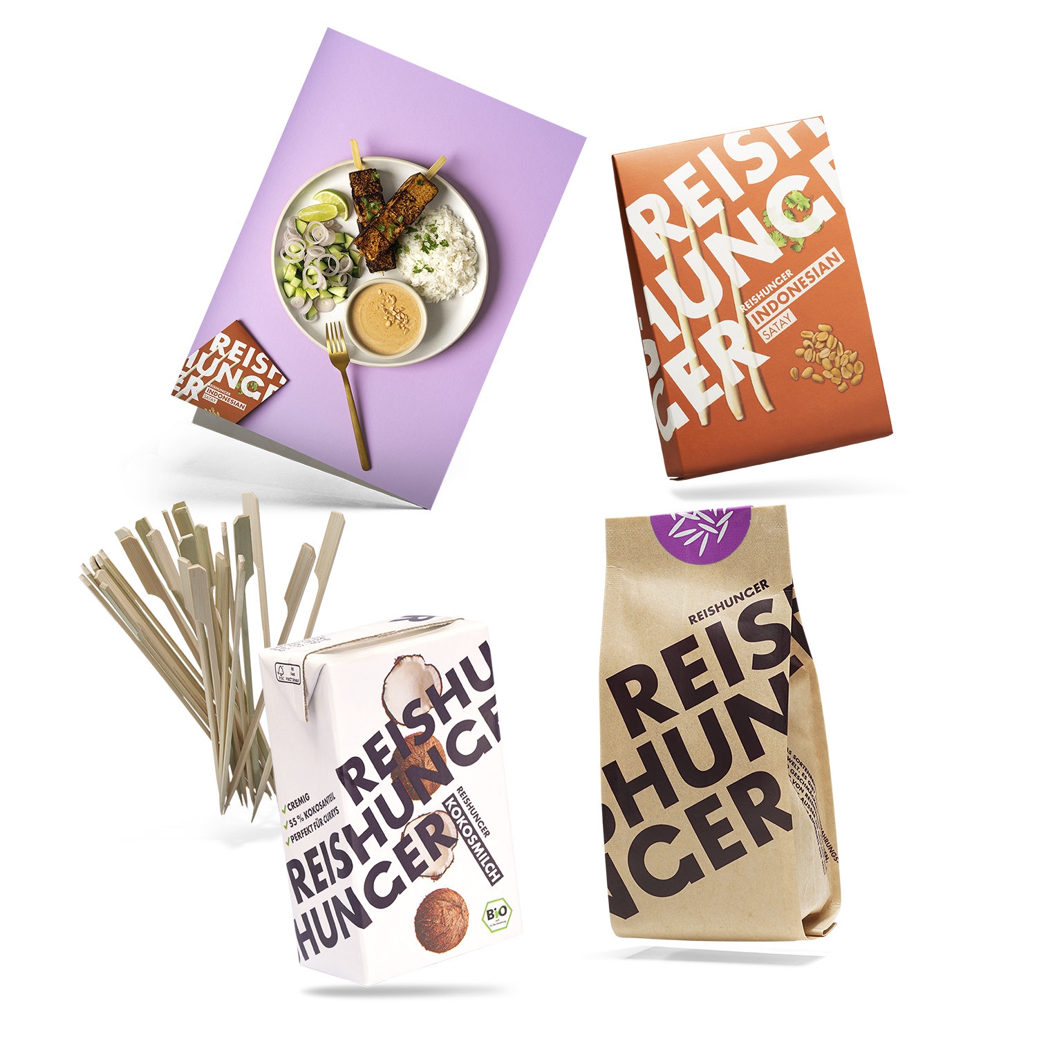 Reishunger Indonesian Satay Box | Indonesische Satay-Spieße zum Selbermachen | Zutaten für 4 Personen | Vegan