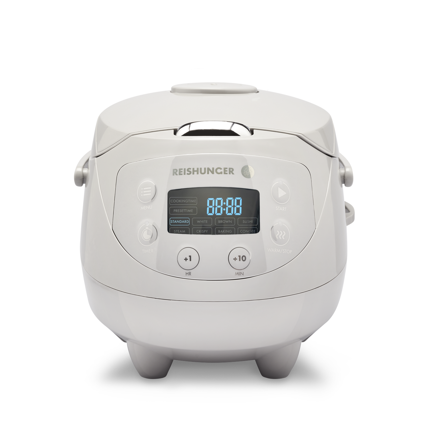 Reishunger Digitaler Mini Reiskocher (0,6 l) | Grau | 8 Programme | Reis kochen für 6 Personen