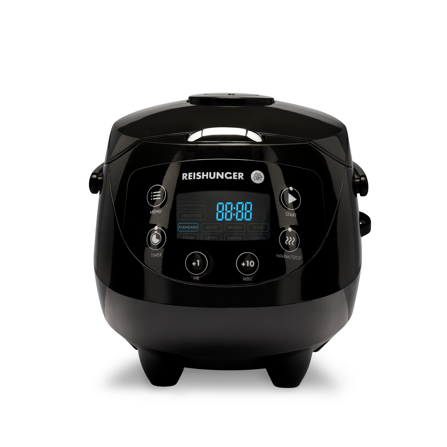 Reishunger Digitaler Mini Reiskocher (0,6 l) | Schwarz | 8 Programme | Reis kochen für 6 Personen