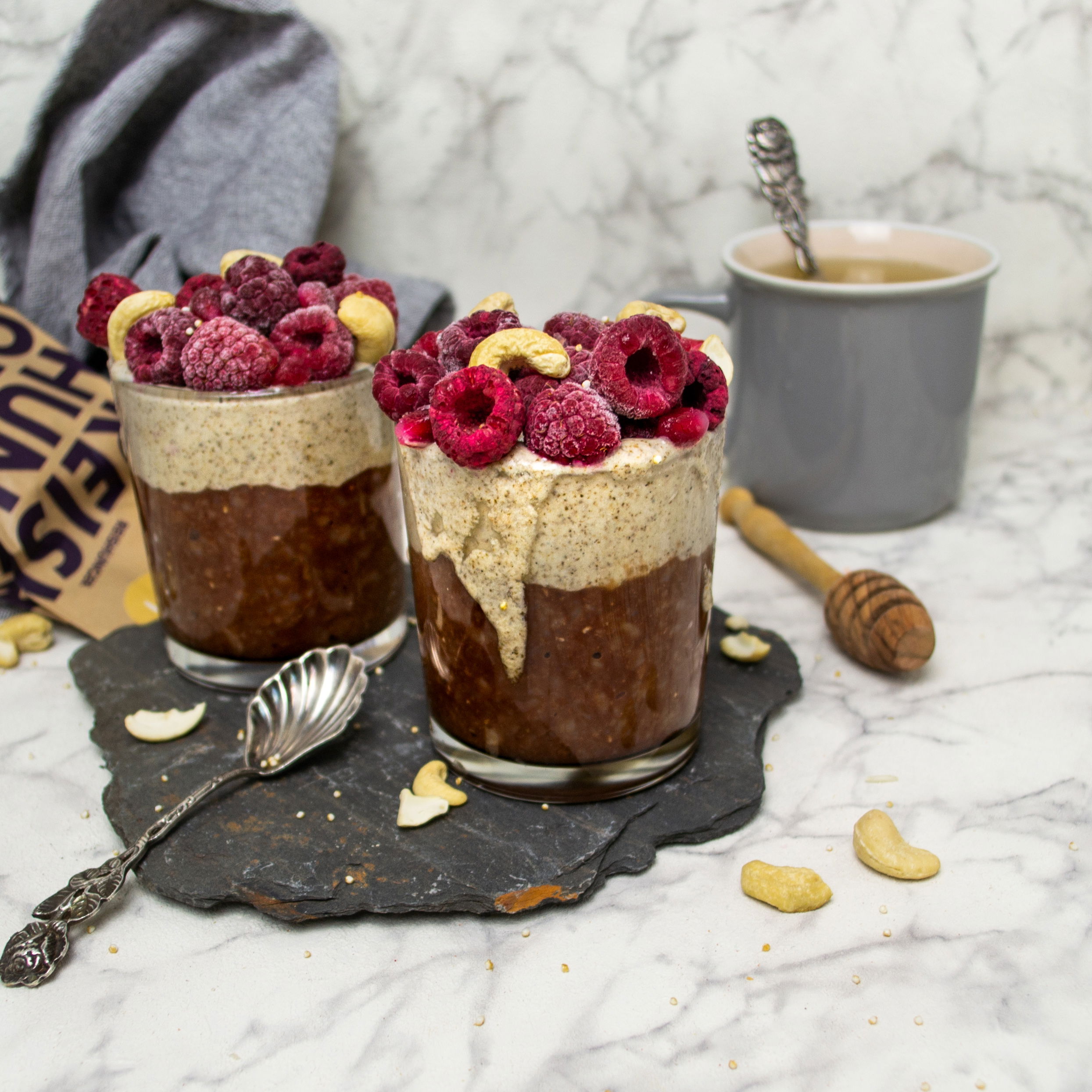 Schoko Milchreis mit Chia Vanille Creme