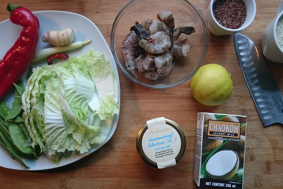 Thai-Gemüse mit Sesam-Garnelen