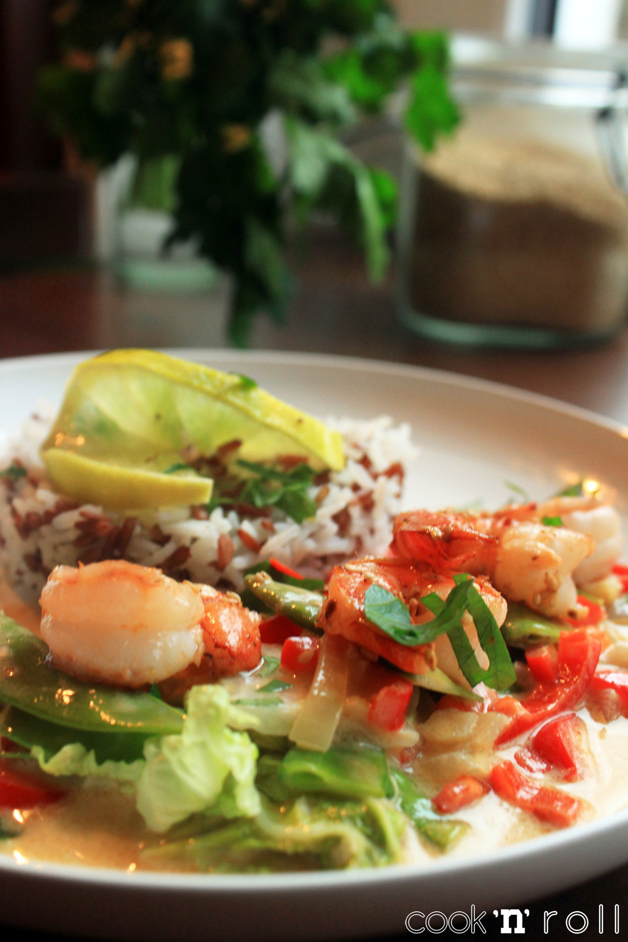 Thai-Gemüse mit Sesam-Garnelen
