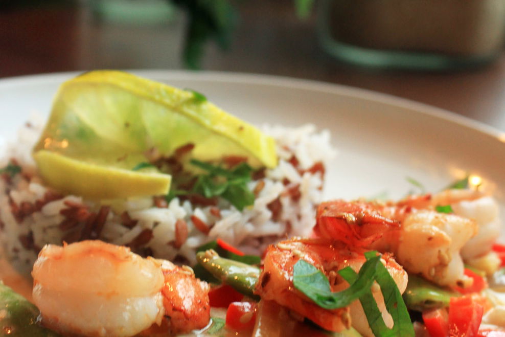 Thai-Gemüse mit Sesam-Garnelen