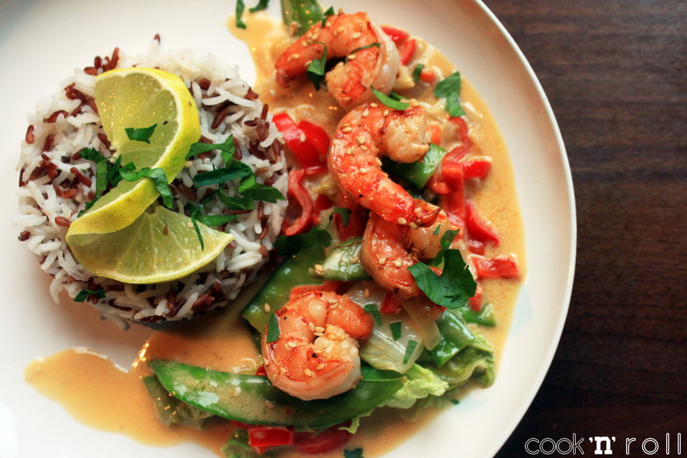Thai-Gemüse mit Sesam-Garnelen