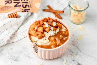 Vanille-Pudding Milchreis mit Apfel-Zimt-Sauce
